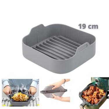 Imagem de Cesto quadrada fritadeira air fryer silicone 19 cm  - Clink, Cinza
