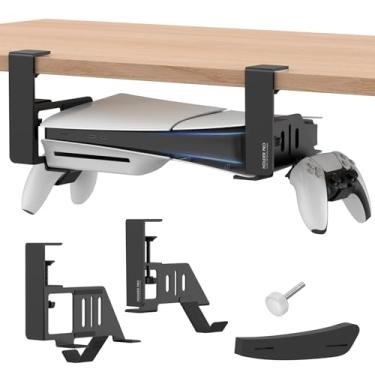 Imagem de JUSPRO Suporte para PS5 embaixo da mesa compatível com disco fino PS5/PS5 e console de edição digital.