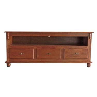 Imagem de Rack 3 Gavetas com Nicho e Tampo de Madeira - M550501 - Linz, Imbuia -