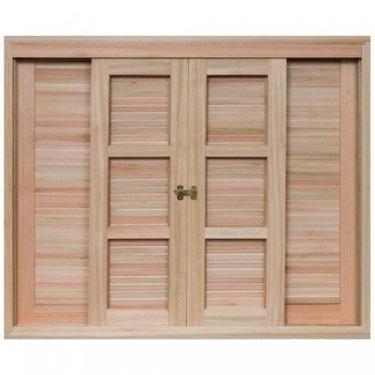 Imagem de Janela de Madeira Veneziana de Correr 120x140cm com Caixilho 14cm Ewk 