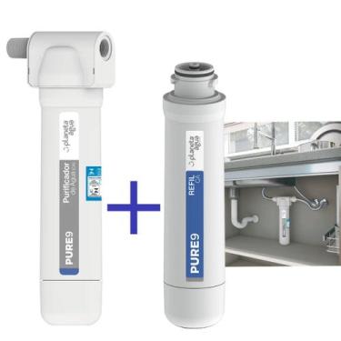 Imagem de Filtro de água P/ baixo Da Pia + 1Refil Reserva Remove Cloro - Planeta