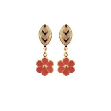 Imagem de Brinco Base Pingente Flor Margarida Resinado Folheado Ouro - MIXFOLHEA