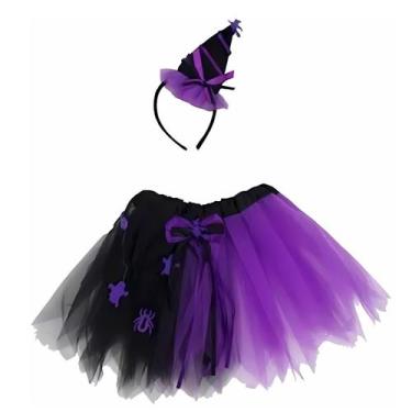Imagem de Kit Fantasia Infantil Halloween Bruxinha - Festas e Fantasias, Roxo