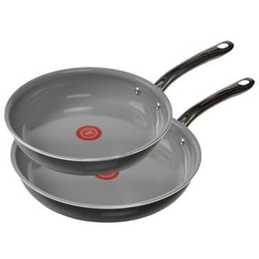 Imagem de Conjunto de 2 frigideiras antiaderentes de cerâmica T-fal Preserve, 21,6 cm e 28 cm, feito sem PFOA e PTFE, seguro para grelhar no forno, panelas de até 176 °C, tecnologia InoCeram Glide, frigideira