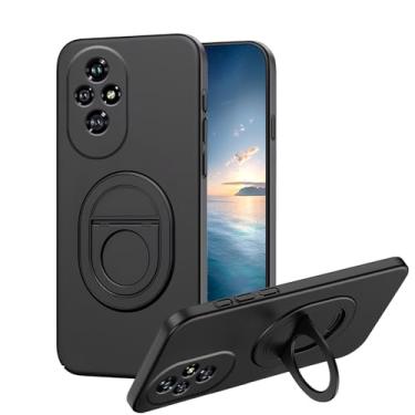 Imagem de Anlalish Capa compatível com Honor 200 Pro com suporte de anel magnético, capa protetora de policarbonato rígido à prova de choque para mulheres e homens (preto)