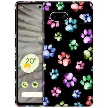 Imagem de GlamCase Capa para Google Pixel 7A 5G, Google Pixel 7A 5G - Design impresso em aquarela de pata de cachorro gato impresso fino e elegante bonito plástico rígido capa protetora para celular traseira