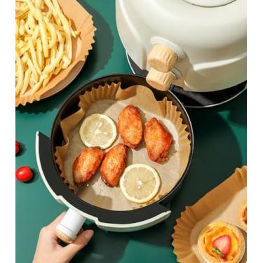 Imagem de Forros de papel manteiga para fritadeira a ar, 50 peças de papel manteiga antiaderente, resistente a óleo, descartável de grau alimentício sem alvejante, frigideira, à prova de óleo para fritadeira a