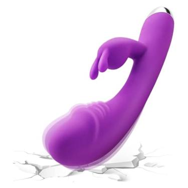 Imagem de Brinquedos sexuais para estimulação do ponto G, vibrador de coelho do ponto G com função de aquecimento, estimulador de motor duplo para mulheres ou diversão de casal