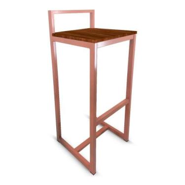 Imagem de Banqueta Banco Alto Londres Com Encosto Industrial Cozinha Cobre e Vil