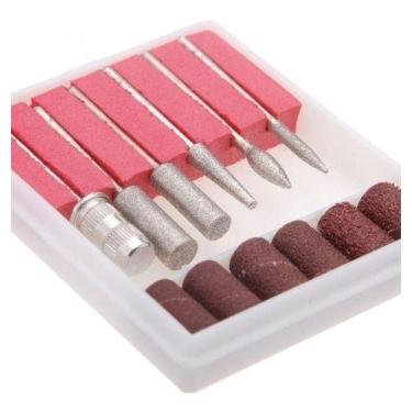 Imagem de Brocas Manicure 6 Brocas + 6 Lixas Unha Acrigel Kit Oferta - Mr Vendas