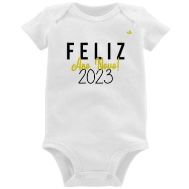 Imagem de Body Bebê Feliz Ano Novo 2023 - Foca na Moda, Branco, GG