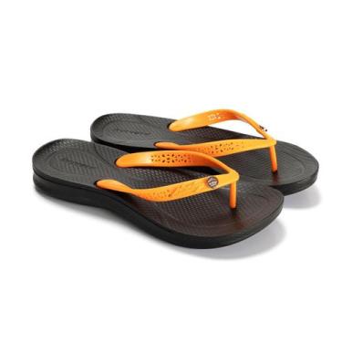 Imagem de Chinelo Anatômico Alcalay Feminino Ortopedico CH030, Preto, Laranja, 3