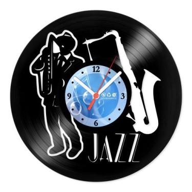 Imagem de Relógio De Parede Disco Vinil Música - Saxofone Jazz - VMU-038 - Moder