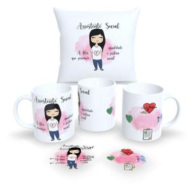 Imagem de Kit Com Almofada 30x30cm e Caneca de Porcelana Profissões Fofas - Esta