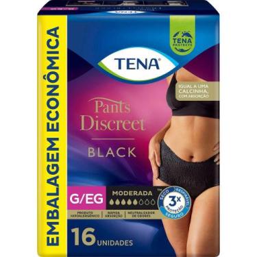 Imagem de Calcinha Descartável Tena Pants Discreet Preta G/EG 16 Unidades