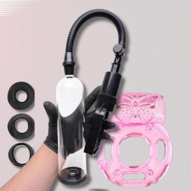 Imagem de Bomba Peniana com Anel Peniano com vibro Kit potencializador Masculino