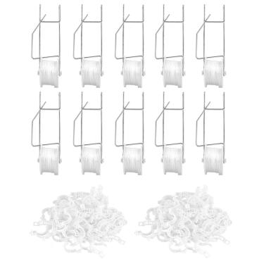 Imagem de Kit de Treliças Greenhouse 10 peças de ganchos de rolo de plantas com 100 peças de clipes de suporte de tomate para tomate, planta, estufa, videira de flores, cropped de treliça