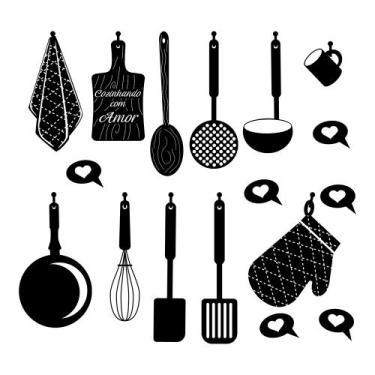 Imagem de Adesivo de Cozinha Decorativo Utensílios Talheres Luva Pano - SHD Sole