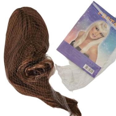 Imagem de Peruca longa cabelo lisa cosplay festa 55cm castanho - sm