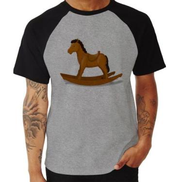 Imagem de Camiseta Raglan Cavalinho De Pau - Foca na Moda, Cinza, Preto, GGG