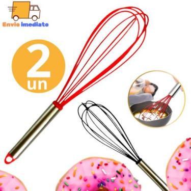 Imagem de 2 Batedores de Clara de Ovos Bolo Fue Fouet 30,5cm Inox com Silicone M
