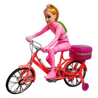 Imagem de Brinquedo Boneca Ciclista Bicicleta Musical Pedala Anda Articulada - T