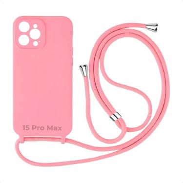 Imagem de Case Capa Capinha Facility Com Cordão Alça Para iPhone 15 Pro Max (Rosa)