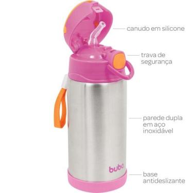 Imagem de Garrafa Térmica Infantil Bebê 400ml Bpa Free Canudo Buba - Moas Indust