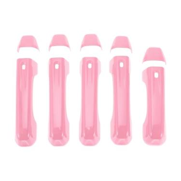 Imagem de TUCKBOLD Acabamento da tampa da maçaneta da porta para Jeep Wrangler JL JLU 2018-2021 durável | Tampa do puxador da porta traseira rosa 1 conjunto