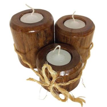 Imagem de Kit 3 Suportes Castiçal Velas Rechaud Candelabro Decorativo - Jn Artes