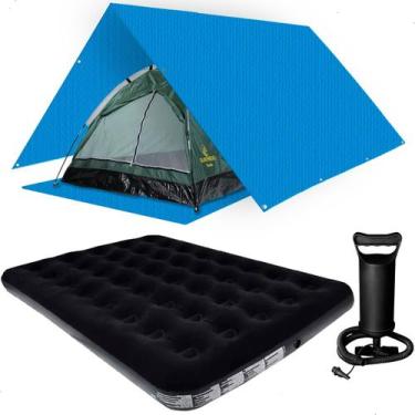 Imagem de Kit Barraca Camping 3 Pessoas Colchão Casal Com Inflador Toldo Lona 3x