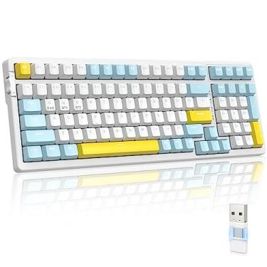 Imagem de MAGIC-REFINER RK96 Teclado mecânico sem fio, modo duplo 2.4G/BT5.0, receptor 2 em 1, 100 teclas de interruptores vermelhos de troca a quente, teclado para jogos com teclado numérico para PC