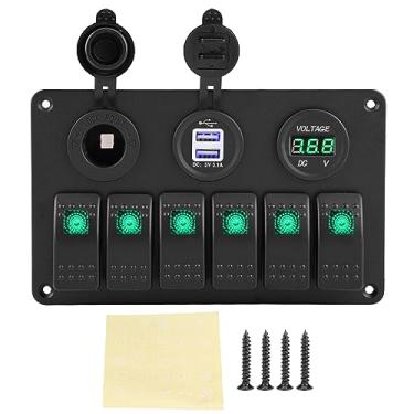 Imagem de 12V 24V 6 Gang Car Boat Marine Led Rocker Switch Painel (Green)