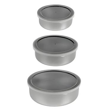 Imagem de Conjunto de Potes Inox com Tampa Hermética - Kit 3 Peças Empilháveis, Duráveis e Compactos para Cozinha e Marmita