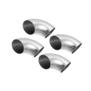 Imagem de VekAuto 4 peças OD 2 polegadas 90 graus mandril curva cotovelo SS304 tubo de curva de aço inoxidável tubo de cotovelo de exaustão para carro sistema de escape modificado tubulação 5 cm tom prata