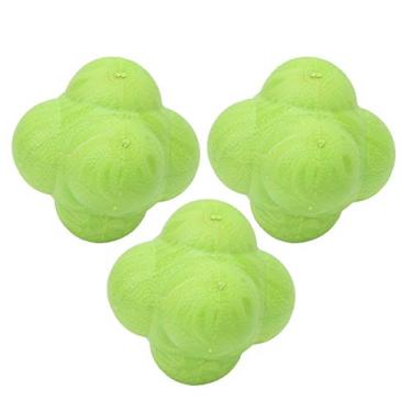 Imagem de QANYEGN 3pcs bola de reação de salto hexagonal, equipamento de treinamento de reflexos de handebol, bolas de salto de reação de borracha para treinamento de coordenação olho-mão (Green)