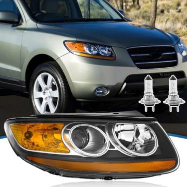 Imagem de TTUN AUTO Substituição de farol para Hyundai Santa Fe 2007-2012 farol com lâmpadas de halogêneo/lente transparente 92102-0W050 lado direito