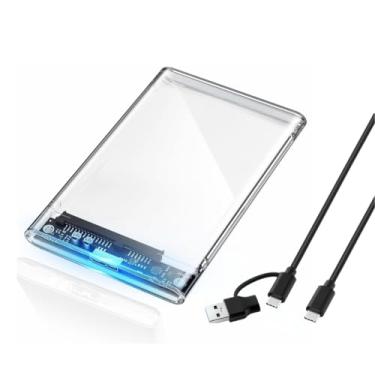 Imagem de Gabinete para disco rígido externo de 2,5'' TIPO C E USB.3 para SATA III Transparente para SSD HDD de 7 mm/9,5 mm e 2,5 polegadas com UASP Compatível com WD Toshiba Samsung PS4 Xbox PC TV - Premium