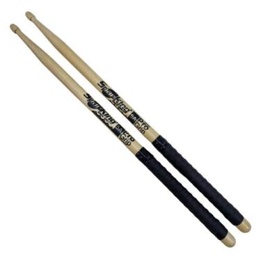 Imagem de Baqueta 5A Pro Grip Preta Balanceada Ponta Madeira Natural - Spanking