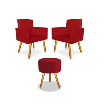 Imagem de Kit 2 Poltrona Nina  1 Puff Consultório Escritório Recepção quaro cama