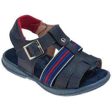Imagem de Papete Infantil Masculino Sandalia Menino Infantil Junevil Marinho e Café (Azul, BR, Criança de 4 a 8 anos, Numérico, 23)
