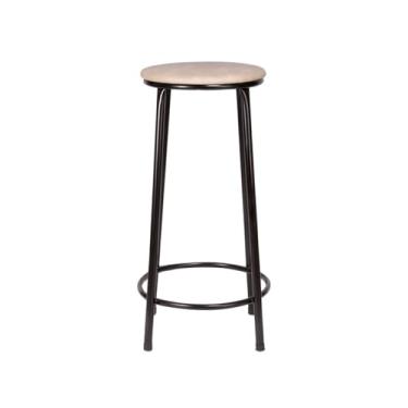 Imagem de Banqueta Alta Flex Sem Encosto Assento em Corino Estrutura Aço Tubular Cozinha Americana Balcão (AREIA)