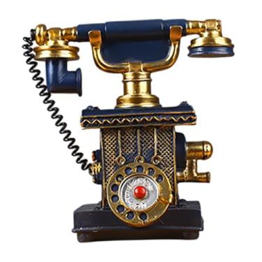 Imagem de Ｂｅｓｇａ Modelo de telefone Telefone antigo estatueta criativo, com fio, telefone de mesa, decoração de parede estátua Telefone rotativo vintage para decoração, C02