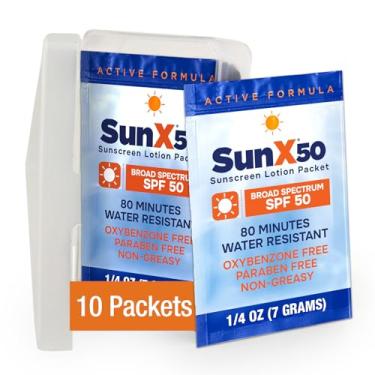 Imagem de CoreTex Protetor Solar Sun X 50 Fps De Amplo Espectro Com Estojo Para Transporte - Pacote Com 10 Protetores Solares Sem Parabenos, Oxibenzona, Octinoxato E Óleo - Sem Resíduos Brancos E Resistente