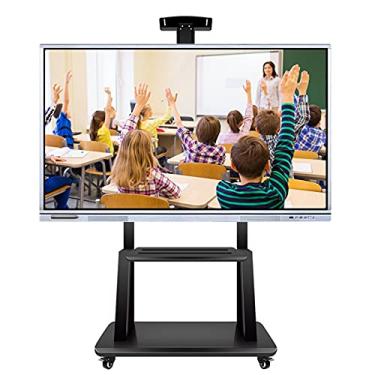 Imagem de WYUYIWH Suporte universal para TV de chão universal com altura ajustável para TV grande de 50, 65, 70 e 75 polegadas, carrinho de TV resistente com 3 prateleiras de armazenamento e rodas, carrega 150