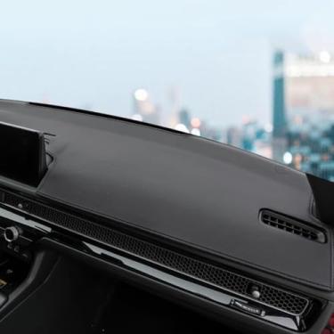 Imagem de REPOYUL Apto para Honda Civic 2025 2024 2023 2022 painel preto capa de console central protetor de painel protetor protetor de almofada de microfibra borda atualizada almofada de couro (costura preta)