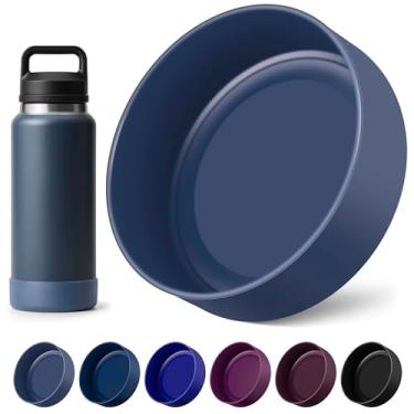 Imagem de Diumepo Bota de silicone para garrafa de água YETI Rambler de 1,020 g, protetor inferior de manga antiderrapante para garrafa Yeti de 1,020 g, capa de manga inferior, livre de BPA (azul nórdico)