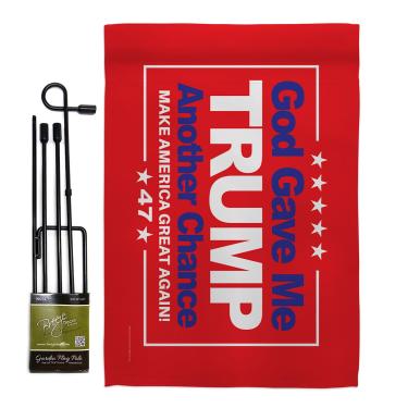 Imagem de God Gave Me Another Chance Kit de suporte de bandeira vermelha decoração de parede para varanda de casa 47º Presidente Trump Won Poster MAGA Decorações Make America Great Again Banner presentes