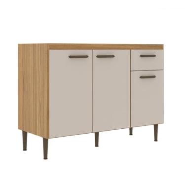 Imagem de Balcão de Pia 120cm com 3 Portas e 1 Gaveta, Estrutura em MDP, Acabamento em Pintura UV, Dobradiças e Corrediças Metálicas, Puxadores Decorativos, Design Moderno da Cozinha Berlim - Decibal Móveis