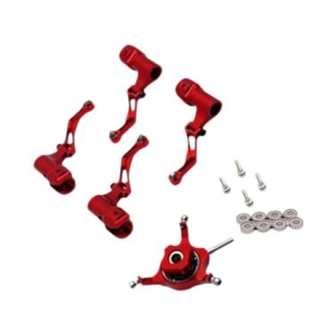Imagem de Kokiya Conjunto de placa oscilante para helicóptero RC, clipe de folha, fácil instalação, substituição de alumínio, acessórios para aeronaves RC, peça de, Vermelho